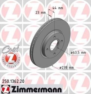 Тормозной диск (передний) ZIMMERMANN 250136220 (фото 1)