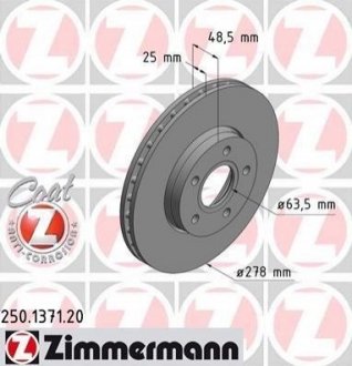 Гальмівний диск (передній) ZIMMERMANN 250.1371.20 (фото 1)