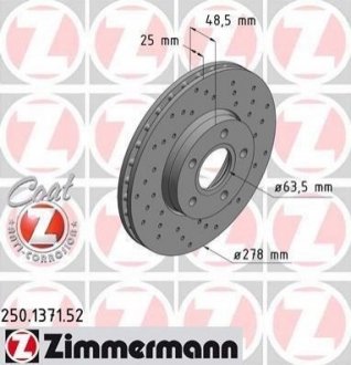 Тормозной диск (передний) ZIMMERMANN 250.1371.52 (фото 1)