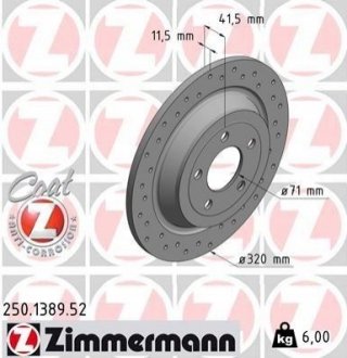 Гальмівний диск ZIMMERMANN 250138952 (фото 1)