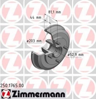 Гальмівний барабан ZIMMERMANN 250176500 (фото 1)