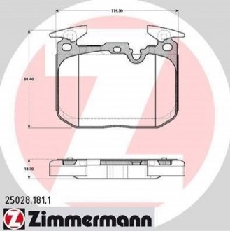 Дисковые тормозные колодки (передние) ZIMMERMANN 250281811 (фото 1)