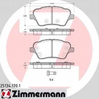 Дисковые тормозные колодки (передние) ZIMMERMANN 25134.170.1 (фото 1)