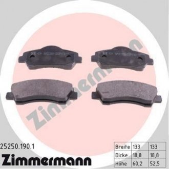 Дисковые тормозные колодки (передние) ZIMMERMANN 25250.190.1 (фото 1)