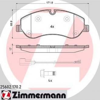 Тормозные колодки (передние) ZIMMERMANN 25602.170.2 (фото 1)