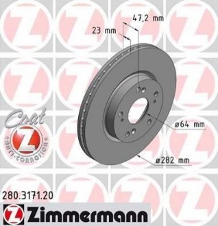 Тормозной диск (передний) ZIMMERMANN 280317120 (фото 1)