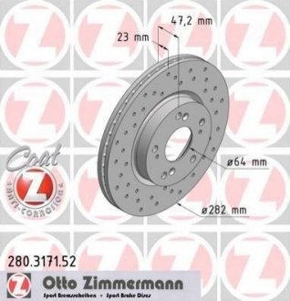Тормозной диск (передний) ZIMMERMANN 280.3171.52 (фото 1)