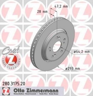 Гальмівний диск (передній) ZIMMERMANN 280.3175.20 (фото 1)