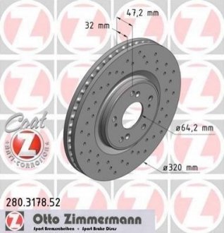Гальмівний диск ZIMMERMANN 280.3178.52 (фото 1)