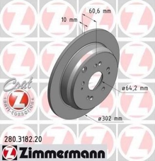 Гальмівний диск (задній) ZIMMERMANN 280.3182.20 (фото 1)