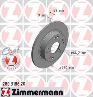 Тормозной диск (задний) ZIMMERMANN 280318620 (фото 1)