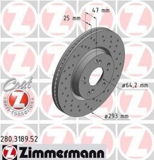 Гальмівний диск (передній) ZIMMERMANN 280.3189.52 (фото 1)