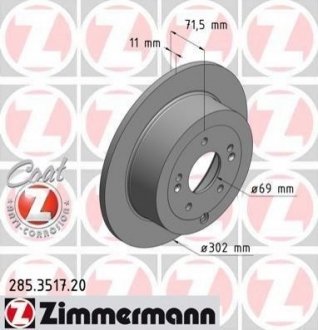 Тормозной диск (задний) ZIMMERMANN 285.3517.20 (фото 1)