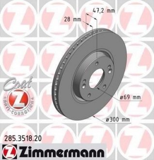 Тормозной диск (передний) ZIMMERMANN 285.3518.20 (фото 1)