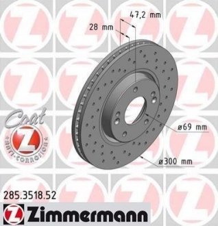 Тормозной диск (передний) ZIMMERMANN 285.3518.52 (фото 1)