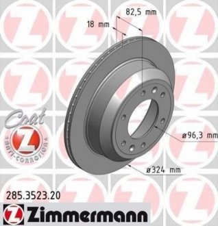 Тормозной диск (задний) ZIMMERMANN 285.3523.20 (фото 1)