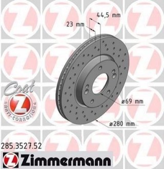 Гальмівний диск ZIMMERMANN 285.3527.52 (фото 1)