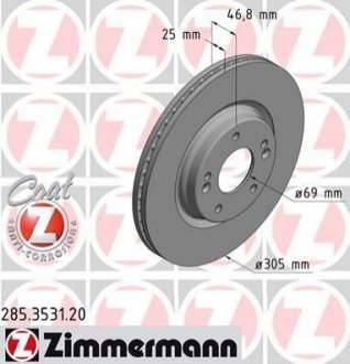 Гальмівний диск ZIMMERMANN 285.3531.20 (фото 1)
