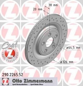 Тормозной диск (задний) ZIMMERMANN 290.2265.52 (фото 1)