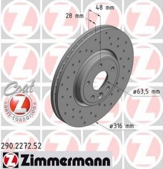 Гальмiвнi диски ZIMMERMANN 290227252 (фото 1)