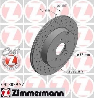 Тормозной диск (задний) ZIMMERMANN 370.3059.52 (фото 1)