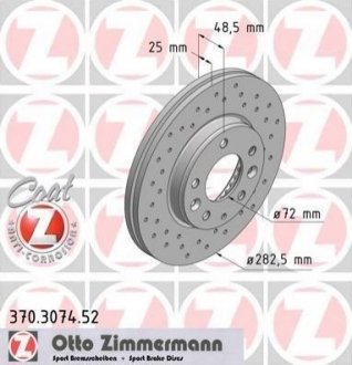 Тормозной диск (передний) ZIMMERMANN 370.3074.52 (фото 1)