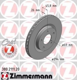 Тормозной диск (передний) ZIMMERMANN 380.2111.20 (фото 1)