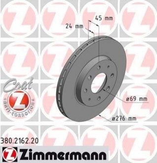 Гальмівний диск ZIMMERMANN 380216220 (фото 1)