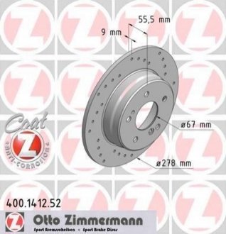Гальмівний диск ZIMMERMANN 400141252 (фото 1)