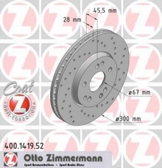 Гальмівний диск ZIMMERMANN 400141952 (фото 1)
