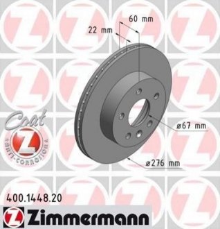 Тормозной диск (передний) ZIMMERMANN 400144820 (фото 1)