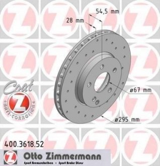 Тормозной диск (передний) ZIMMERMANN 400.3618.52 (фото 1)