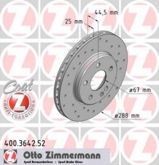 Гальмівний диск ZIMMERMANN 400364252 (фото 1)