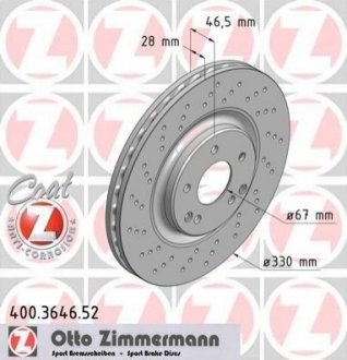 Гальмівний диск ZIMMERMANN 400364652 (фото 1)