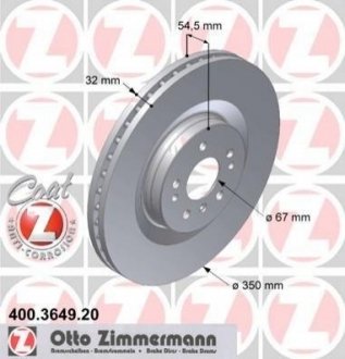 Тормозной диск (передний) ZIMMERMANN 400364920 (фото 1)