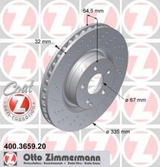 Тормозной диск (передний) ZIMMERMANN 400.3659.20 (фото 1)