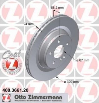 Тормозной диск (задний) ZIMMERMANN 400.3661.20 (фото 1)