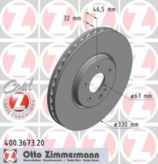 Гальмівний диск (передній) ZIMMERMANN 400.3673.20 (фото 1)