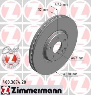 Гальмівний диск ZIMMERMANN 400367420 (фото 1)