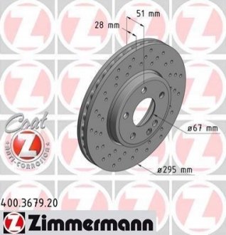 Гальмівний диск (передній) ZIMMERMANN 400.3679.20 (фото 1)
