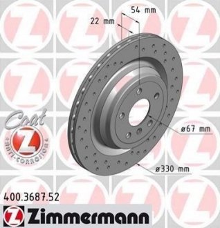 Тормозной диск (задний) ZIMMERMANN 400.3687.52 (фото 1)