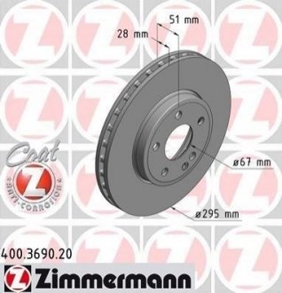 Тормозной диск (передний) ZIMMERMANN 400.3690.20 (фото 1)