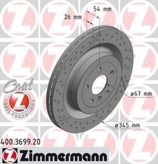 Тормозной диск (задний) ZIMMERMANN 400.3699.20 (фото 1)