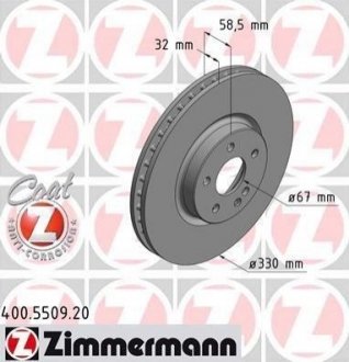 Тормозной диск (передний) ZIMMERMANN 400.5509.20 (фото 1)