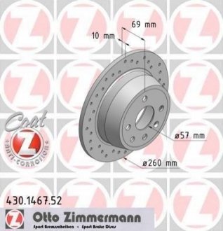 Тормозной диск (задний) ZIMMERMANN 430.1467.52 (фото 1)