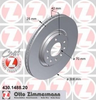 Тормозной диск (передний) ZIMMERMANN 430.1488.20 (фото 1)