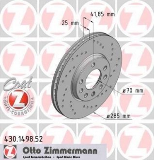 Гальмівний диск ZIMMERMANN 430149852 (фото 1)