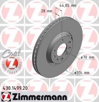 Тормозной диск (передний) ZIMMERMANN 430.1499.20 (фото 1)