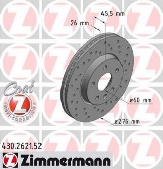Тормозной диск (передний) ZIMMERMANN 430.2621.52 (фото 1)