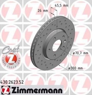 Гальмівний диск (передній) ZIMMERMANN 430.2623.52 (фото 1)